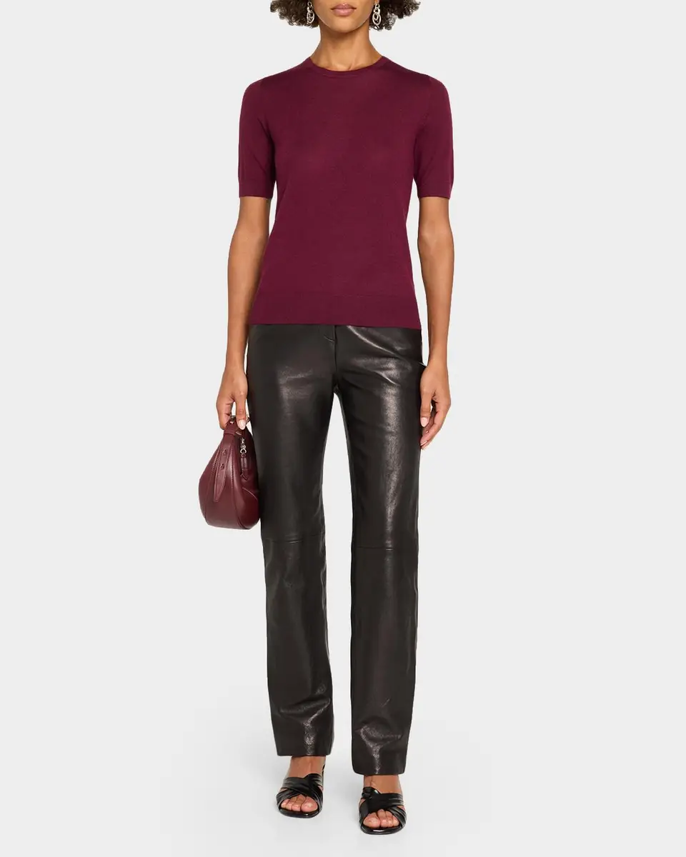 Neiman Marcus Cashmere Collection Superfine Cashmere Short-Sleeve Sweater | Thumbnail 2 Neiman Marcus Cashmere Collection Superfine Cashmere Short-Sleeve Sweater | Thumbnail 2