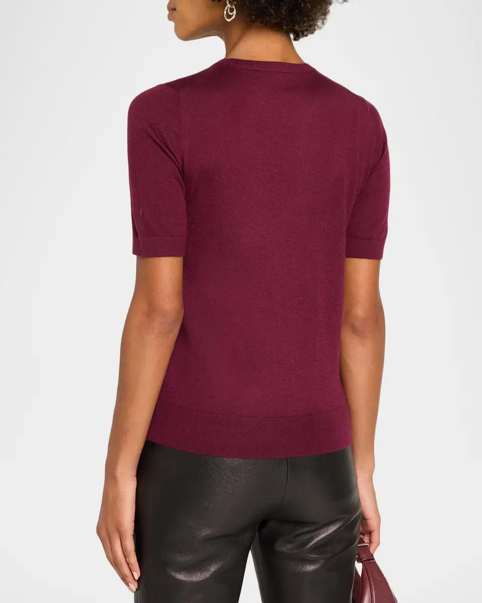 Neiman Marcus Cashmere Collection Superfine Cashmere Short-Sleeve Sweater | Thumbnail 3 Neiman Marcus Cashmere Collection Superfine Cashmere Short-Sleeve Sweater | Thumbnail 3
