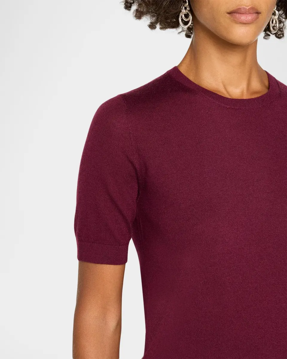 Neiman Marcus Cashmere Collection Superfine Cashmere Short-Sleeve Sweater | Thumbnail 5 Neiman Marcus Cashmere Collection Superfine Cashmere Short-Sleeve Sweater | Thumbnail 5