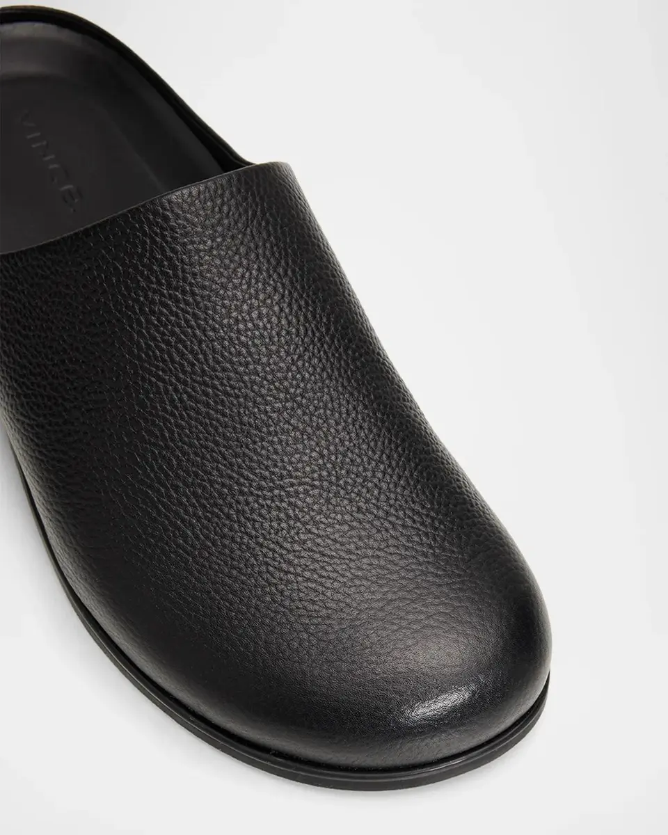 Vince Leo Grained Leather Clogs | Thumbnail 5 Vince Leo Grained Leather Clogs | Thumbnail 5