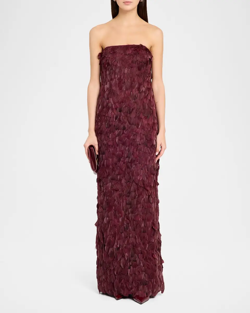 Simkhai Malvina Feather Strapless Gown | Thumbnail 2 Simkhai Malvina Feather Strapless Gown | Thumbnail 2