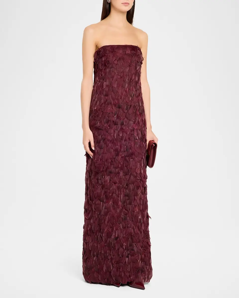 Simkhai Malvina Feather Strapless Gown | Thumbnail 4 Simkhai Malvina Feather Strapless Gown | Thumbnail 4