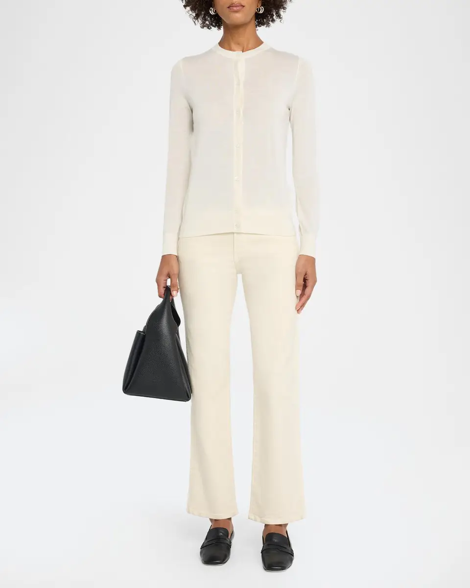 Neiman Marcus Cashmere Collection Superfine Cashmere Crewneck Cardigan | Thumbnail 2
