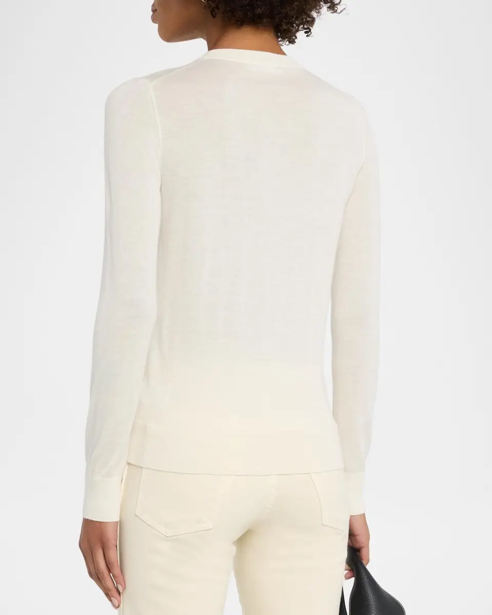 Neiman Marcus Cashmere Collection Superfine Cashmere Crewneck Cardigan | Thumbnail 3