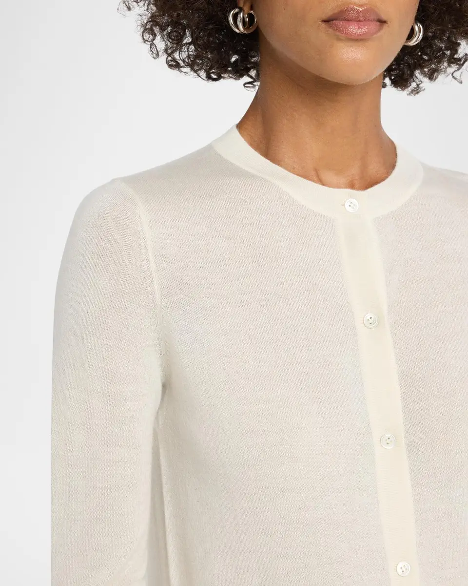 Neiman Marcus Cashmere Collection Superfine Cashmere Crewneck Cardigan | Thumbnail 5
