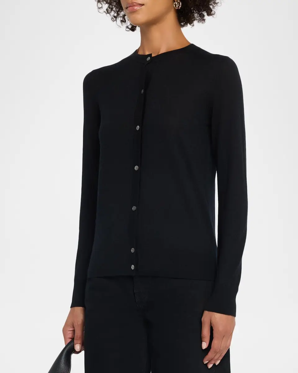 Neiman Marcus Cashmere Collection Superfine Cashmere Crewneck Cardigan | Thumbnail 4
