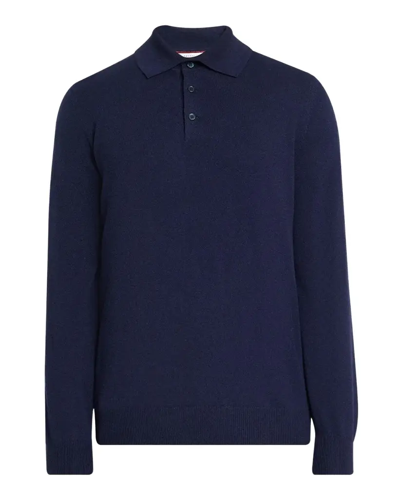 Men's Cashmere Knit Long-Sleeve Polo Shirt Men's Cashmere Knit Long-Sleeve Polo Shirt