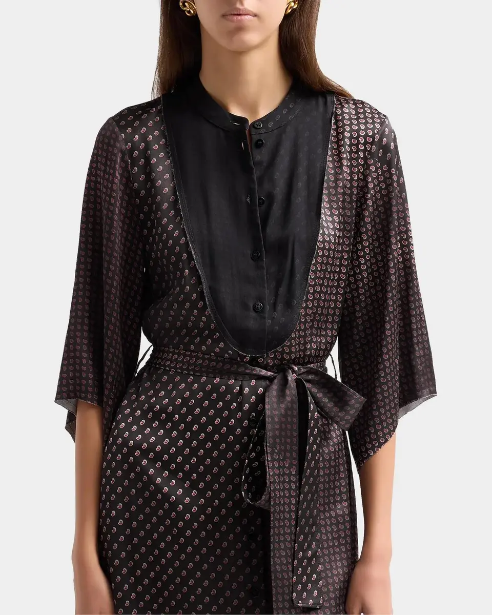 MM6 MAISON MARGIELA Belted Jacquard Silk Midi Dress | Thumbnail 5 MM6 MAISON MARGIELA Belted Jacquard Silk Midi Dress | Thumbnail 5