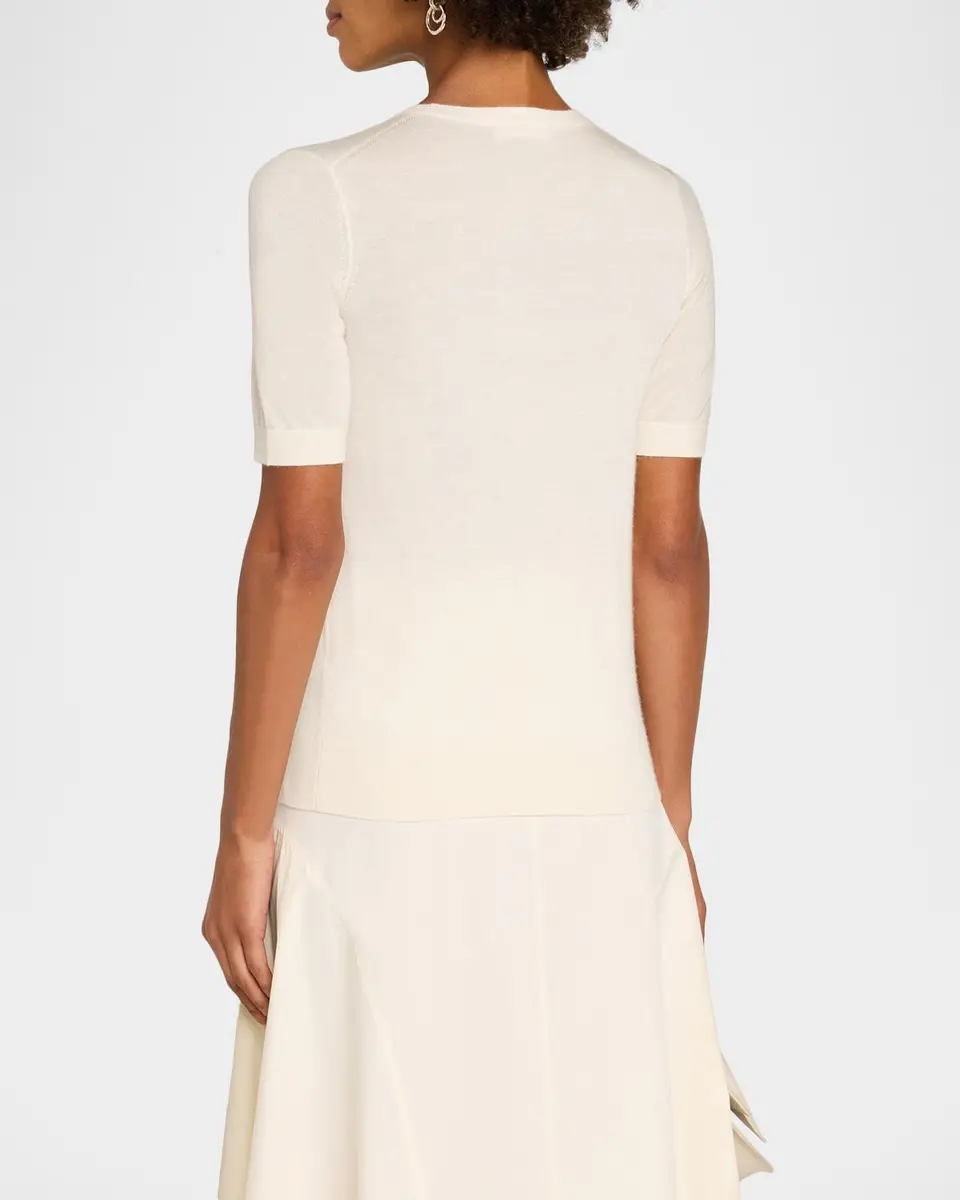 Neiman Marcus Cashmere Collection Superfine Cashmere Short-Sleeve Sweater | Thumbnail 3