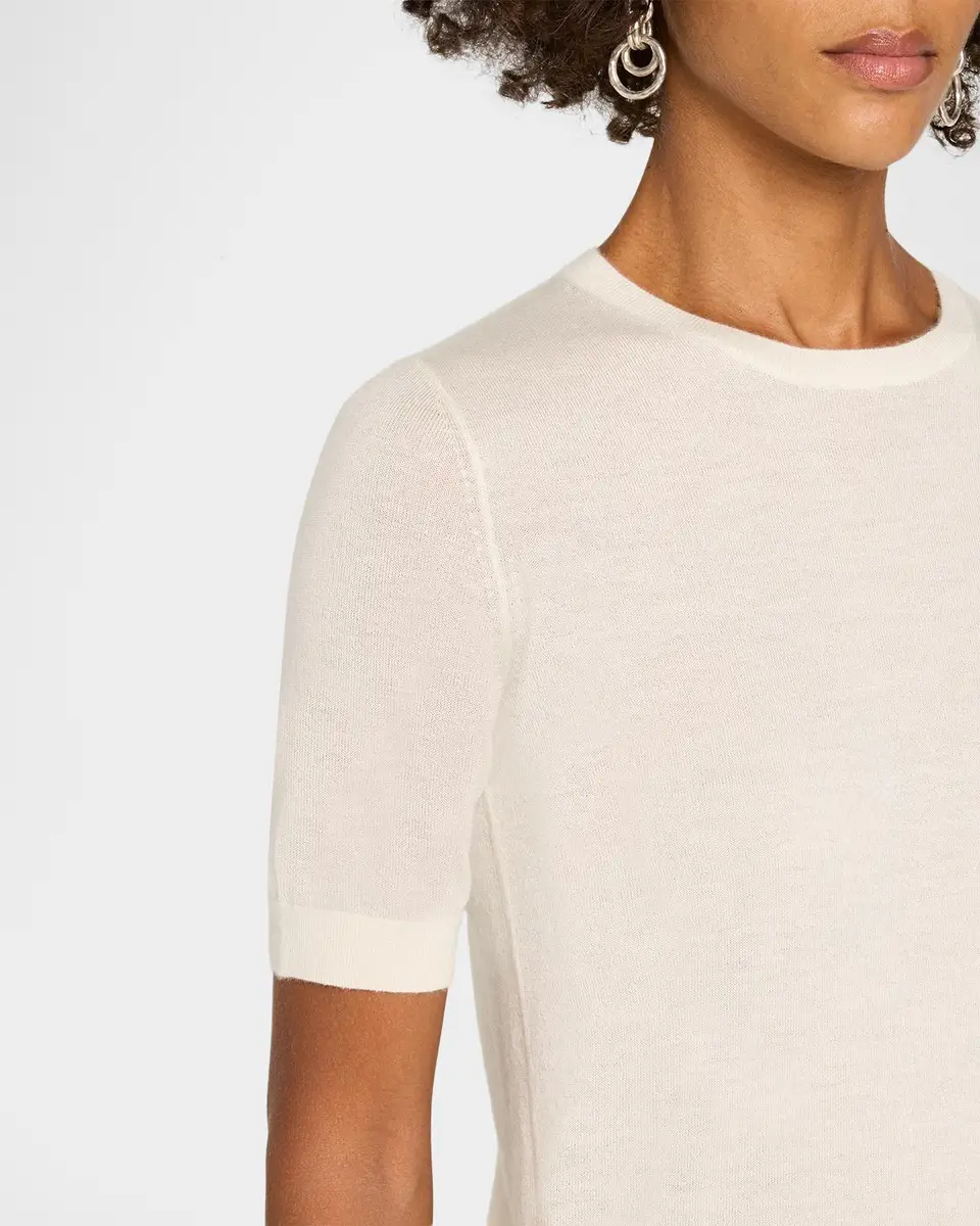 Neiman Marcus Cashmere Collection Superfine Cashmere Short-Sleeve Sweater | Thumbnail 5