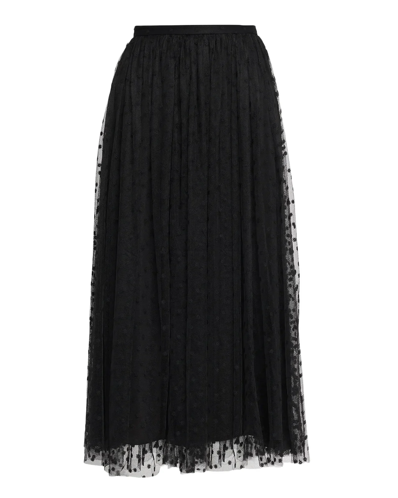 Alberta Ferretti Embroidered Tulle Midi Skirt