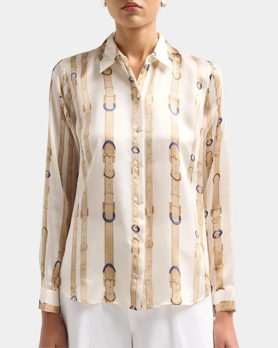 L'Agence Tyler Belt Print Silk Blouse | Thumbnail 4