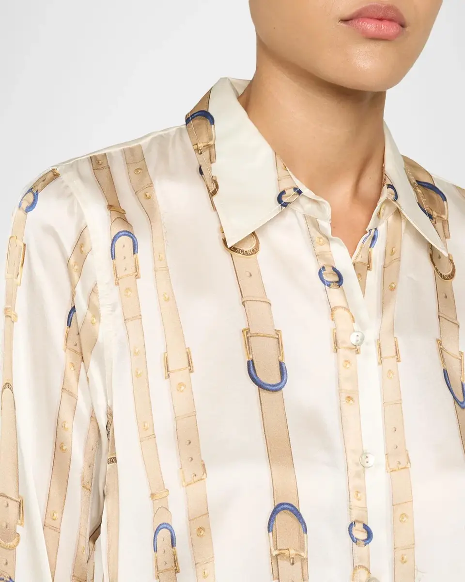 L'Agence Tyler Belt Print Silk Blouse | Thumbnail 5
