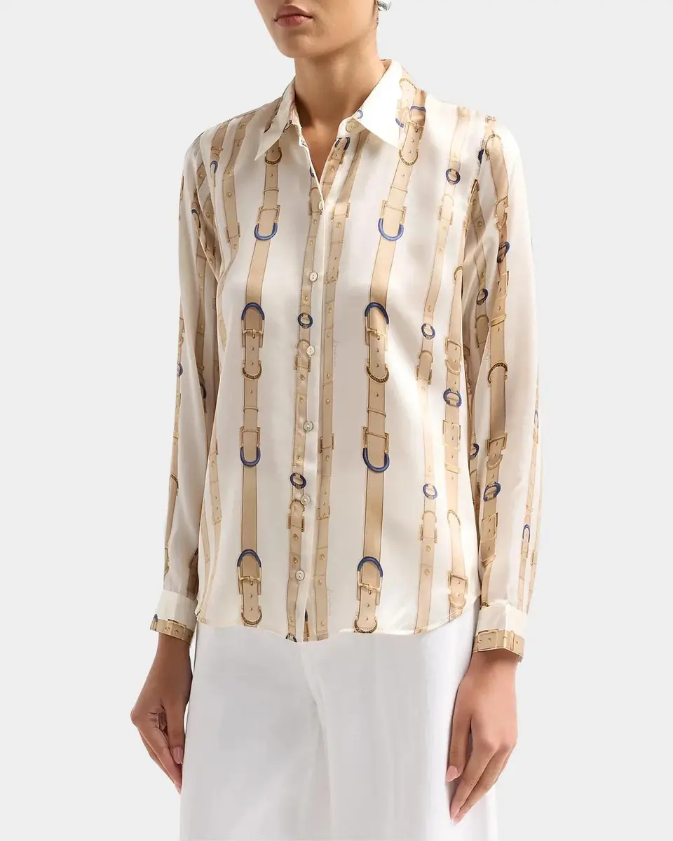 L'Agence Tyler Belt Print Silk Blouse | Thumbnail 6