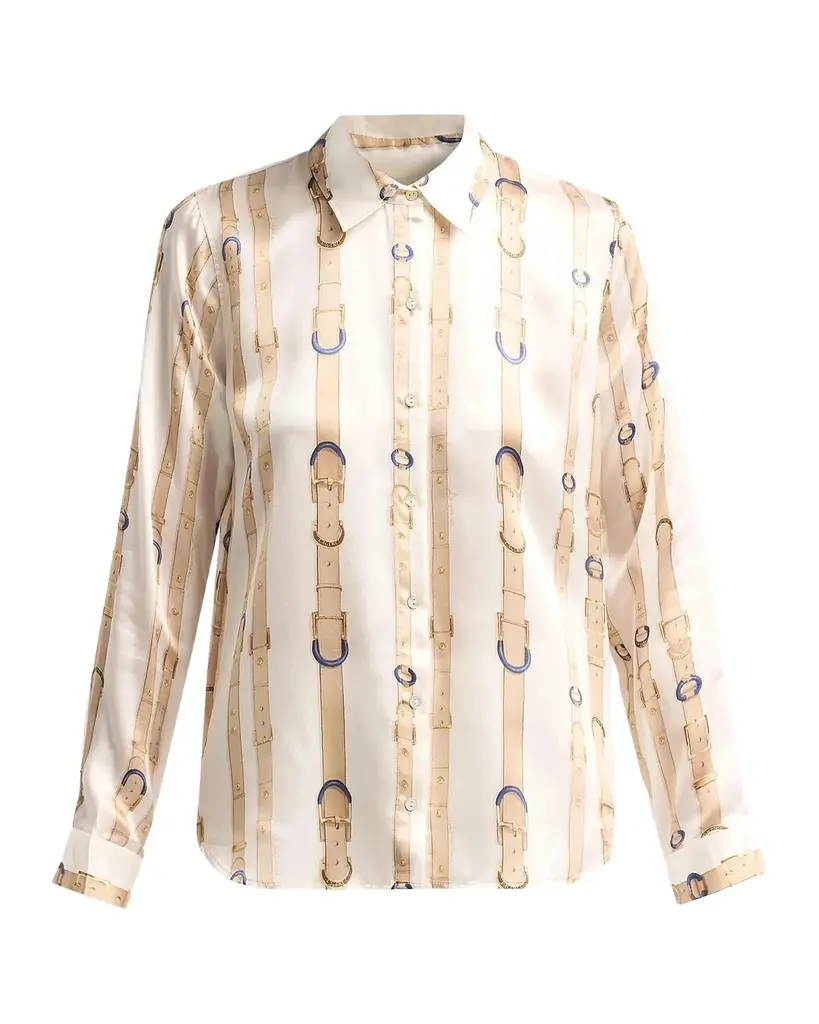 L'Agence Tyler Belt Print Silk Blouse