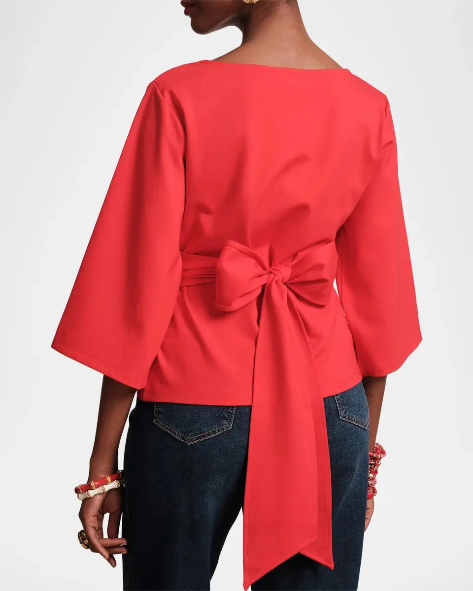Frances Valentine Whitney Belted 3/4-Sleeve Top | Thumbnail 2