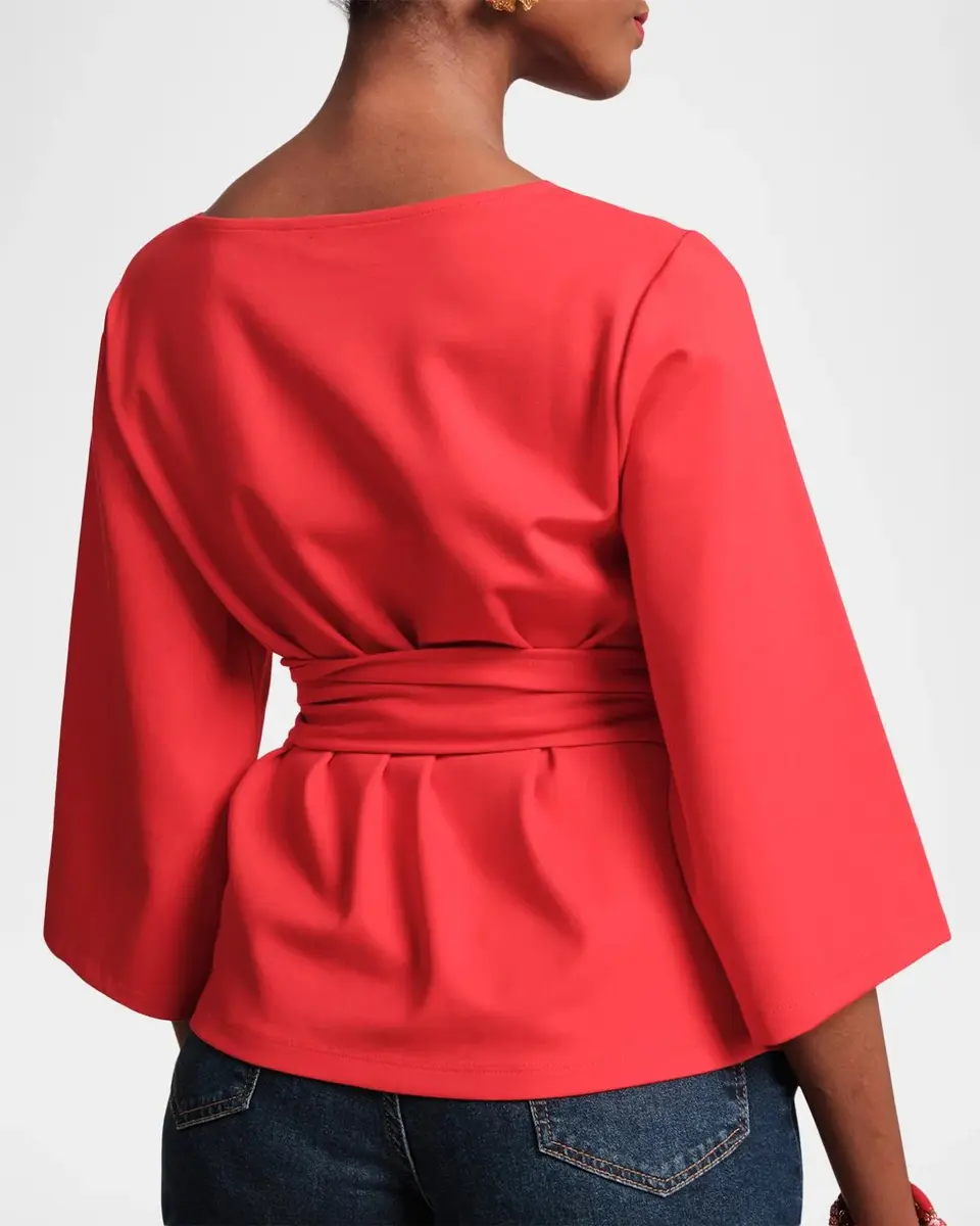 Frances Valentine Whitney Belted 3/4-Sleeve Top | Thumbnail 4