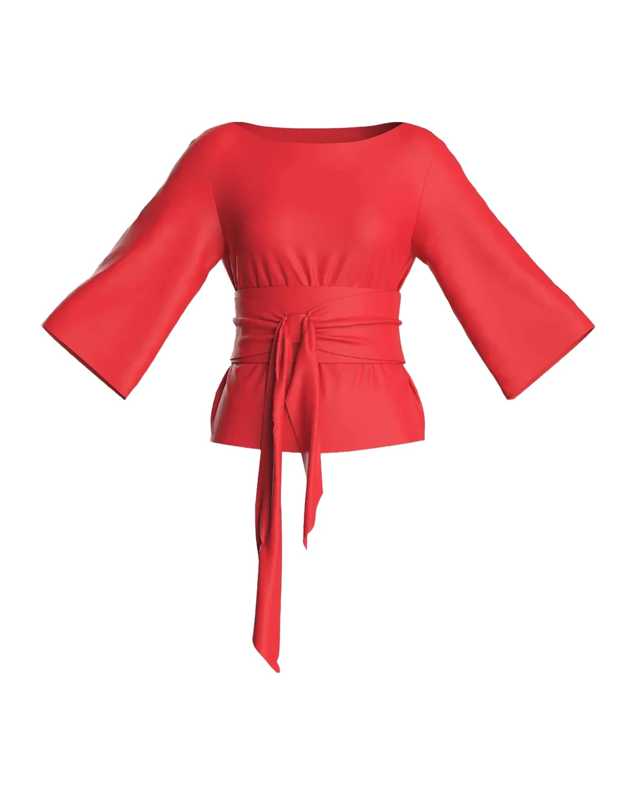 Frances Valentine Whitney Belted 3/4-Sleeve Top