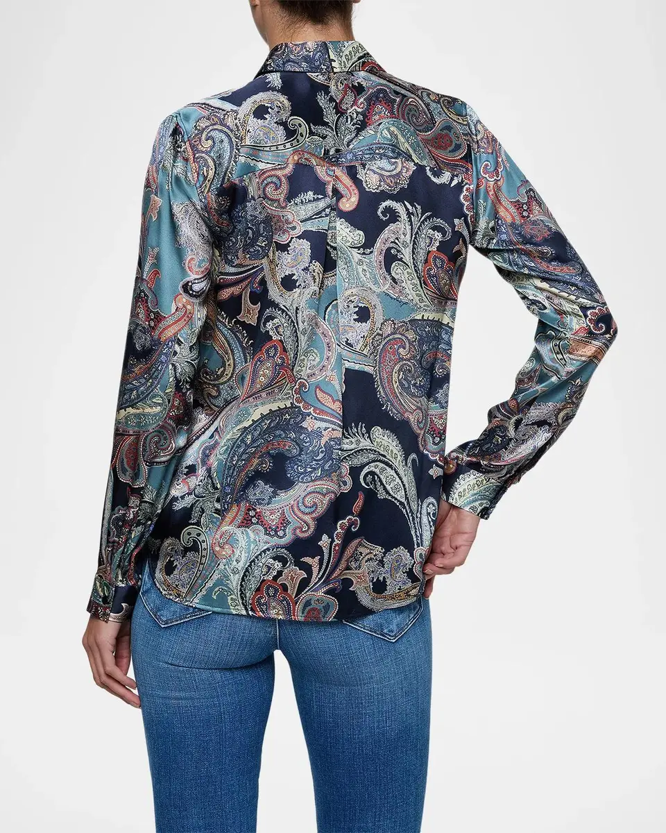 L'Agence Tyler Paisley Silk Blouse | Thumbnail 3