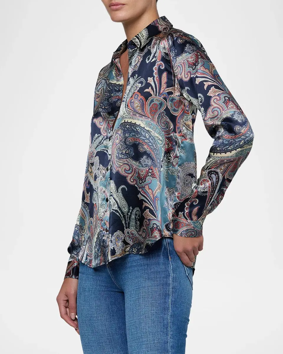 L'Agence Tyler Paisley Silk Blouse | Thumbnail 5