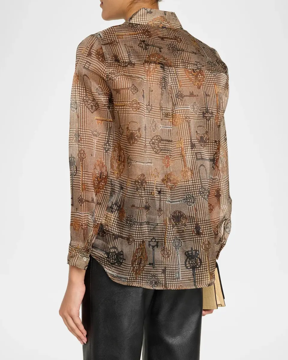 L'Agence Nina Key Houndstooth Silk Blouse | Thumbnail 3 L'Agence Nina Key Houndstooth Silk Blouse | Thumbnail 3