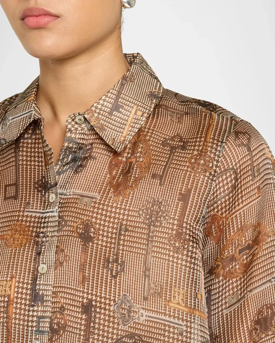 L'Agence Nina Key Houndstooth Silk Blouse | Thumbnail 5 L'Agence Nina Key Houndstooth Silk Blouse | Thumbnail 5