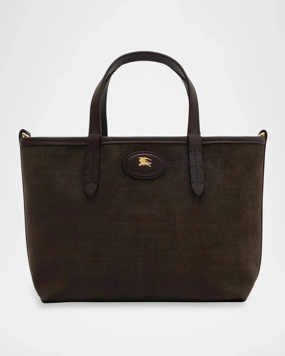 Burberry Mini Reversible Suede & Check Tote Bag | Thumbnail 4 Burberry Mini Reversible Suede & Check Tote Bag | Thumbnail 4