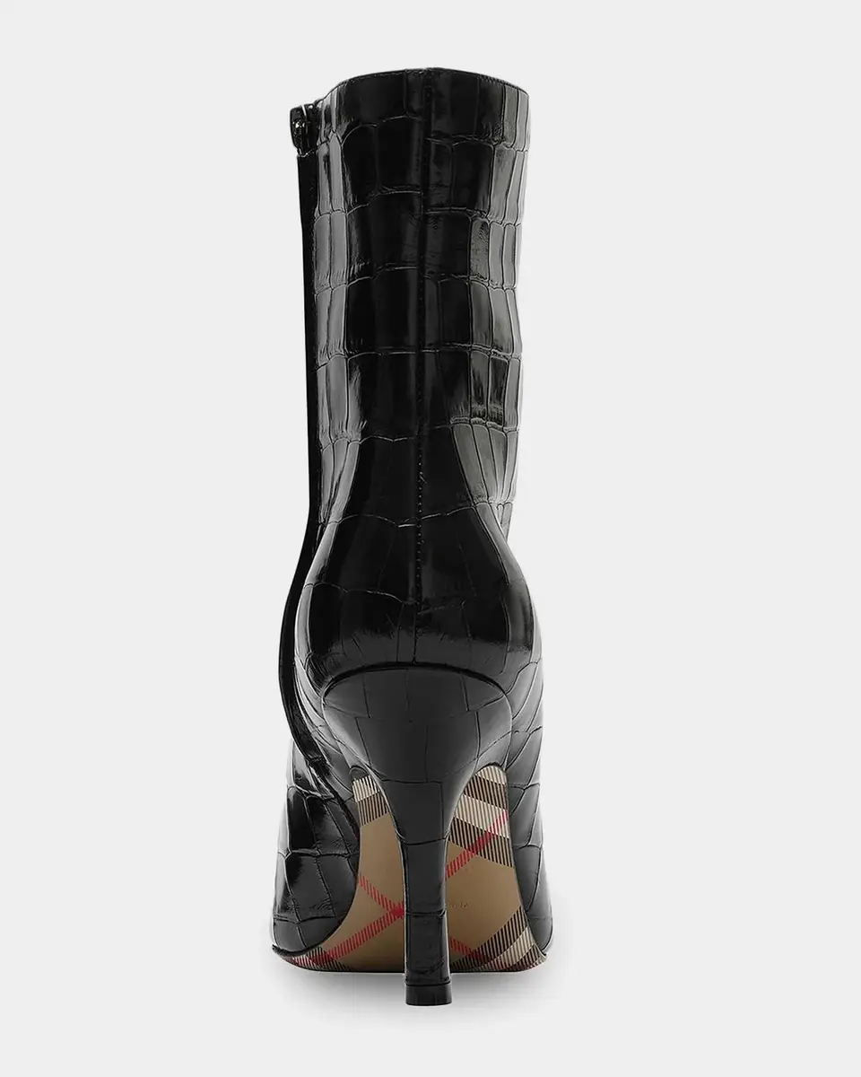 Burberry Dame 90MM Crocodile-Embossed-Leather Ankle Boots | Thumbnail 2 Burberry Dame 90MM Crocodile-Embossed-Leather Ankle Boots | Thumbnail 2