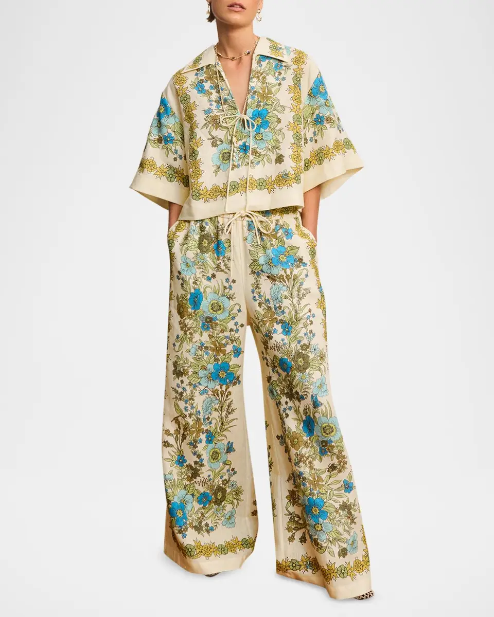 ALÉMAIS Sophia Boxy Floral-Print Linen Top | Thumbnail 2 ALÉMAIS Sophia Boxy Floral-Print Linen Top | Thumbnail 2