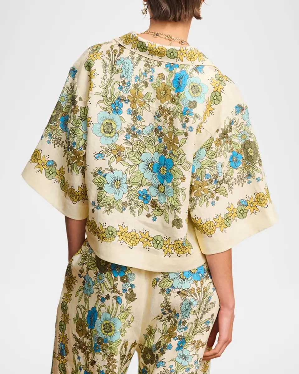 ALÉMAIS Sophia Boxy Floral-Print Linen Top | Thumbnail 3 ALÉMAIS Sophia Boxy Floral-Print Linen Top | Thumbnail 3