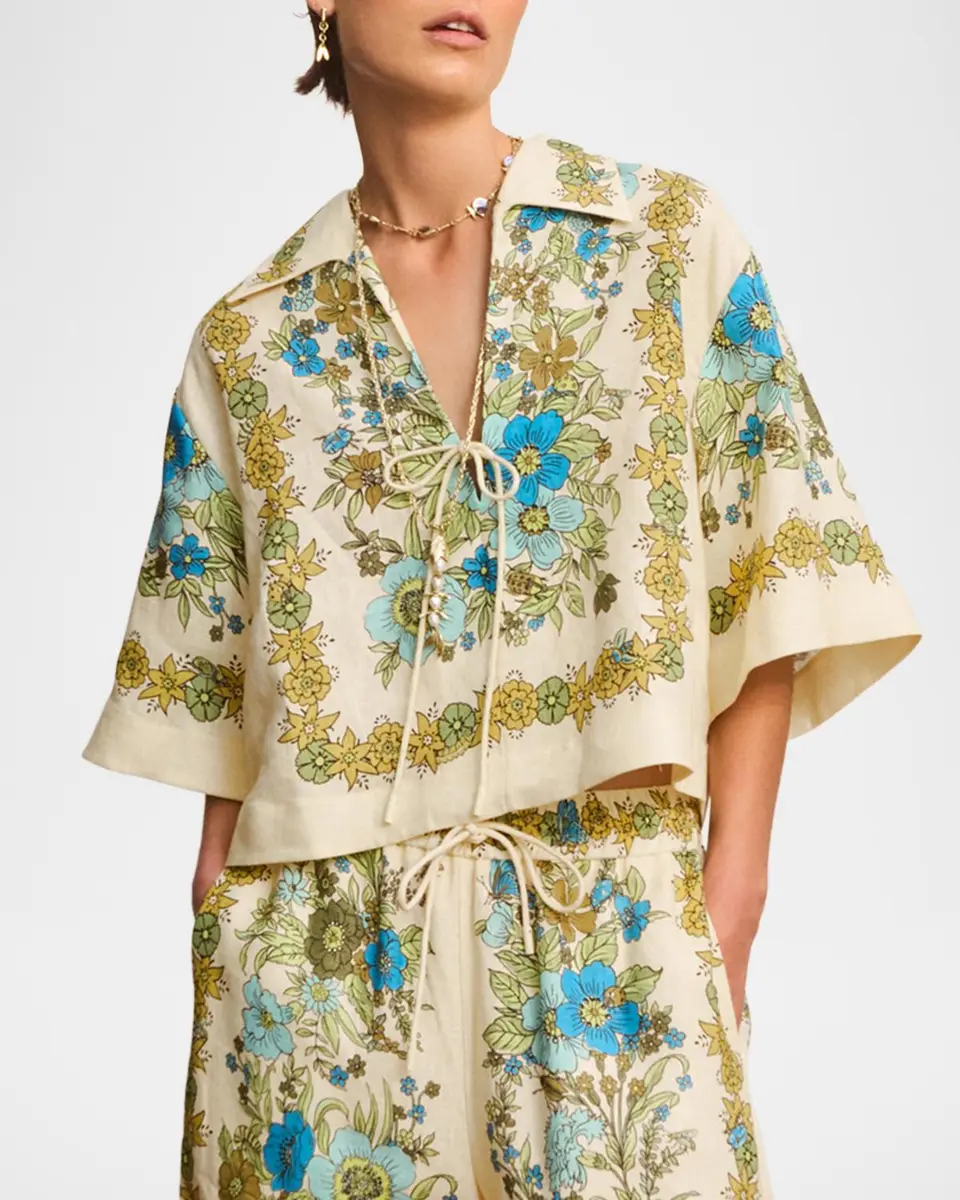 ALÉMAIS Sophia Boxy Floral-Print Linen Top | Thumbnail 4 ALÉMAIS Sophia Boxy Floral-Print Linen Top | Thumbnail 4