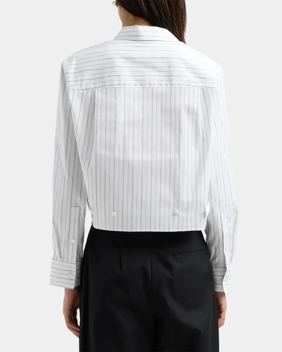 Theory Pinstripe Side-Tab Cropped Shirt | Thumbnail 3