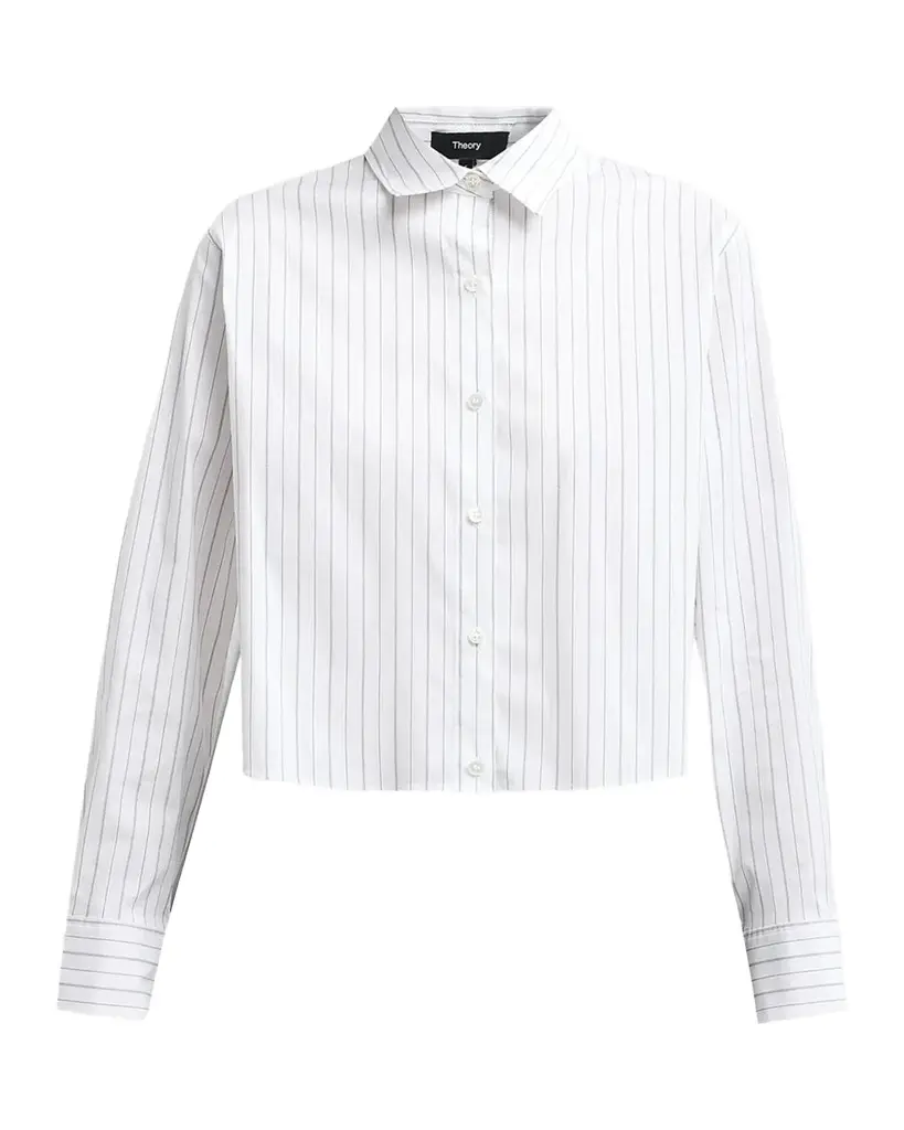 Pinstripe Side-Tab Cropped Shirt Pinstripe Side-Tab Cropped Shirt