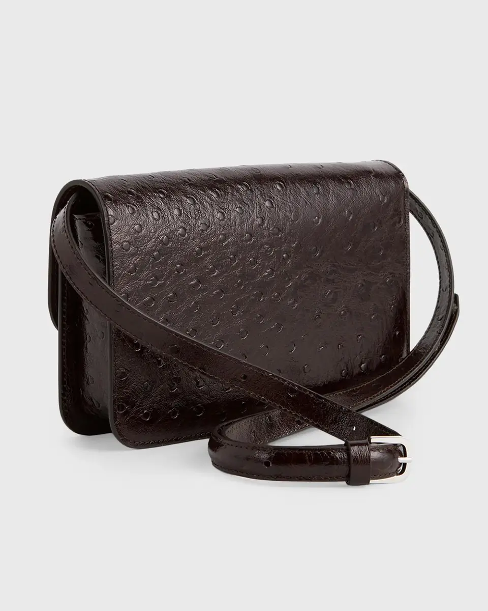 TOTEME T-Lock Ostrich-Embossed Leather Crossbody Bag | Thumbnail 2