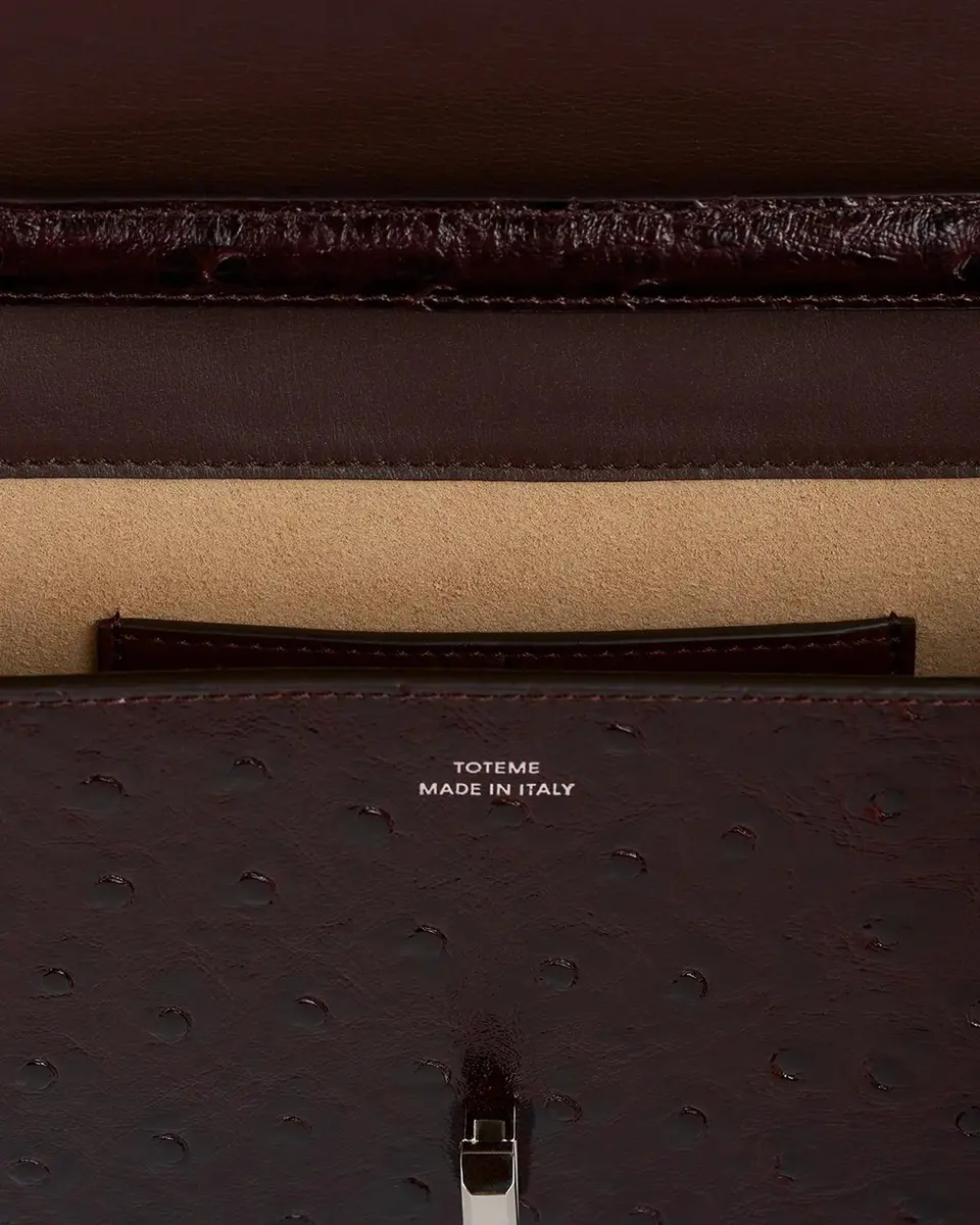 TOTEME T-Lock Ostrich-Embossed Leather Crossbody Bag | Thumbnail 3