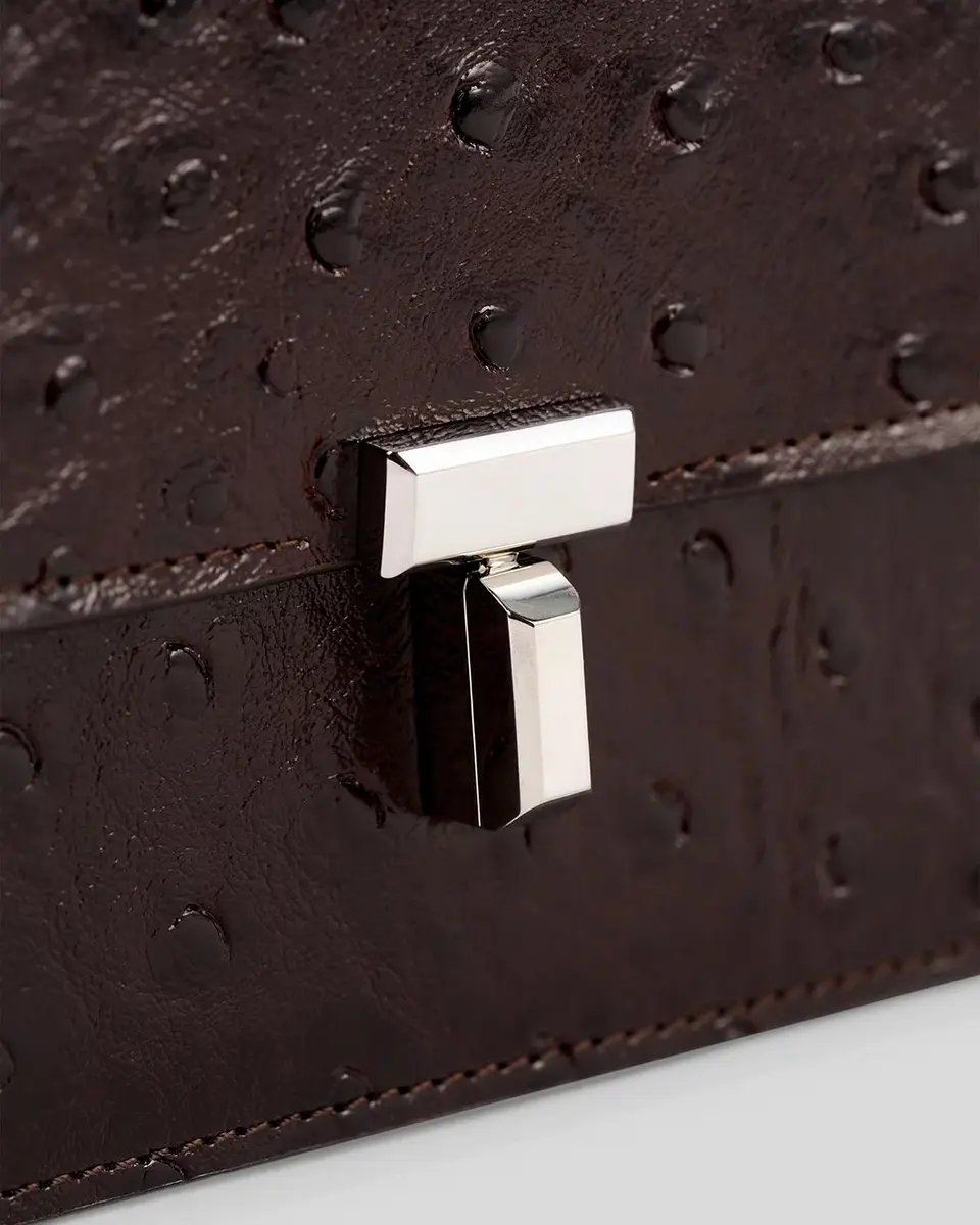TOTEME T-Lock Ostrich-Embossed Leather Crossbody Bag | Thumbnail 4