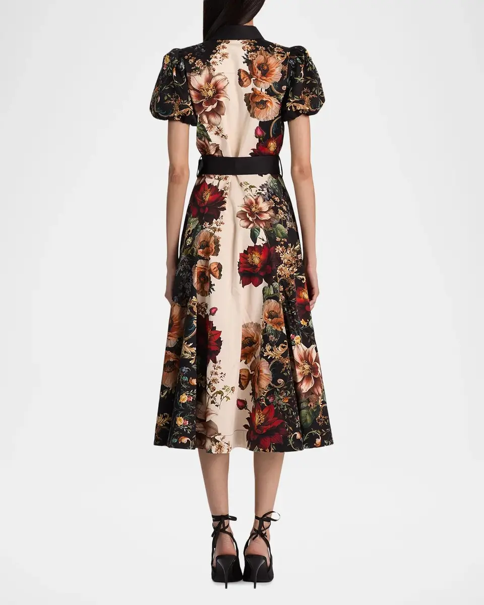 Alice + Olivia Henrietta Floral Belted Midi Dress | Thumbnail 3 Alice + Olivia Henrietta Floral Belted Midi Dress | Thumbnail 3