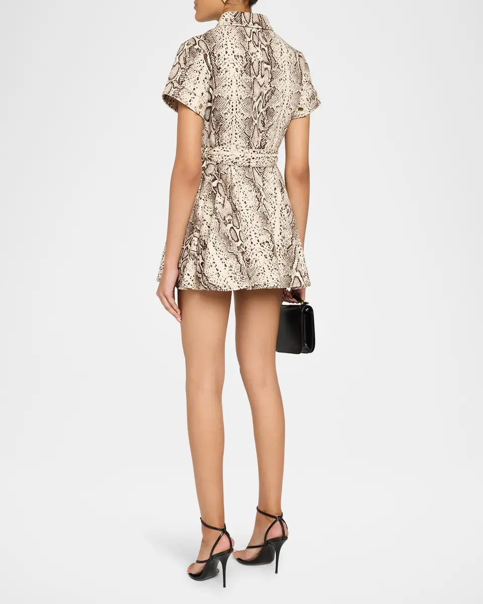 Cara Cara Walter Snakeskin-Printed Cotton Canvas Mini Dress | Thumbnail 3 Cara Cara Walter Snakeskin-Printed Cotton Canvas Mini Dress | Thumbnail 3