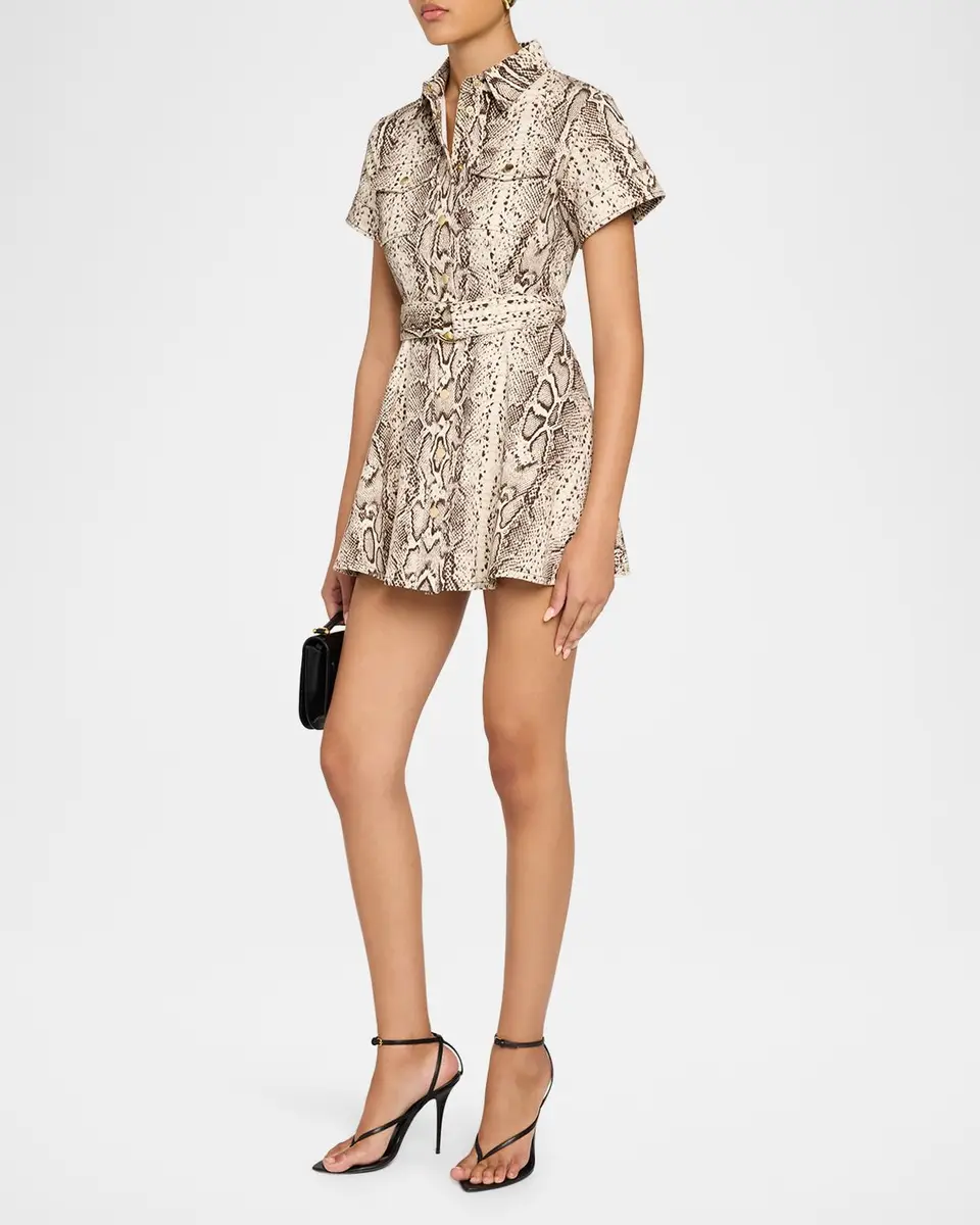 Cara Cara Walter Snakeskin-Printed Cotton Canvas Mini Dress | Thumbnail 4 Cara Cara Walter Snakeskin-Printed Cotton Canvas Mini Dress | Thumbnail 4