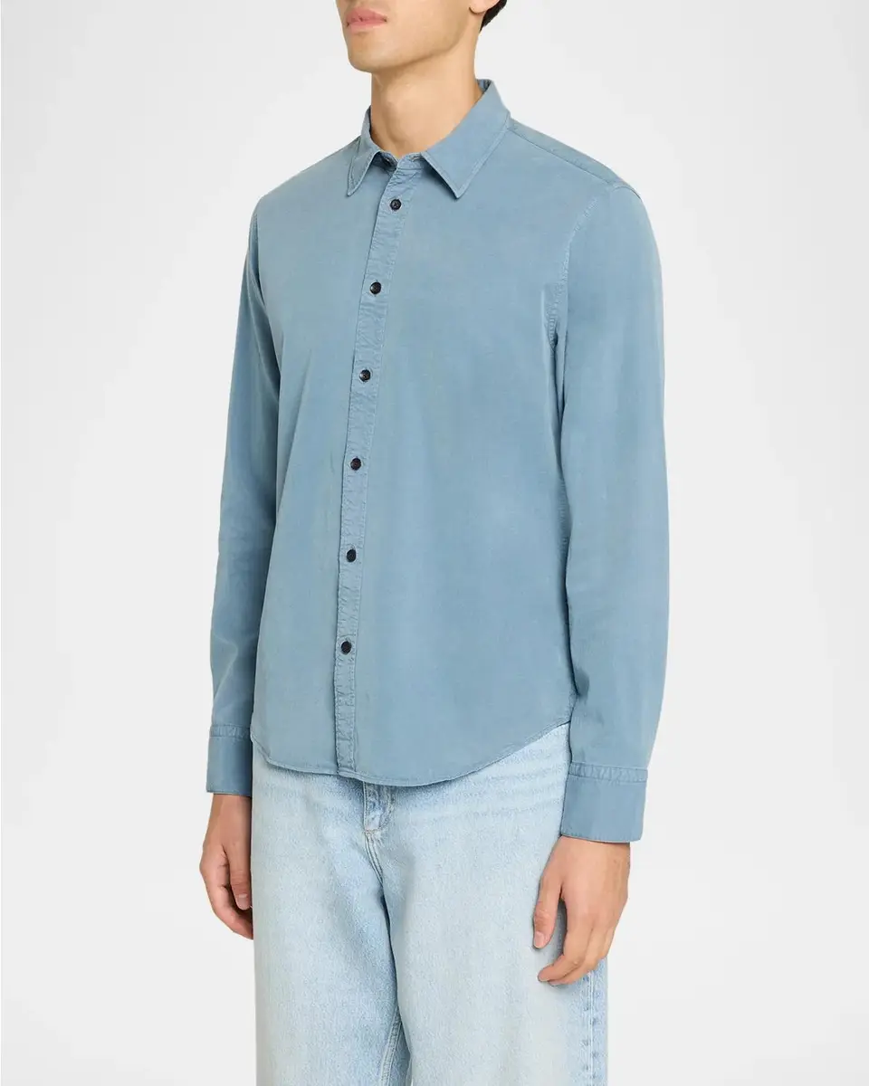rag & bone Men's Overdyed Lyocell-Cotton Button-Front Shirt | Thumbnail 4