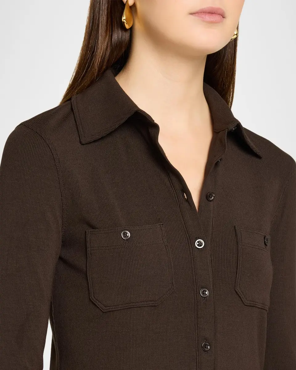 Frame The Pocket Rib-Knit Polo Shirt | Thumbnail 5 Frame The Pocket Rib-Knit Polo Shirt | Thumbnail 5