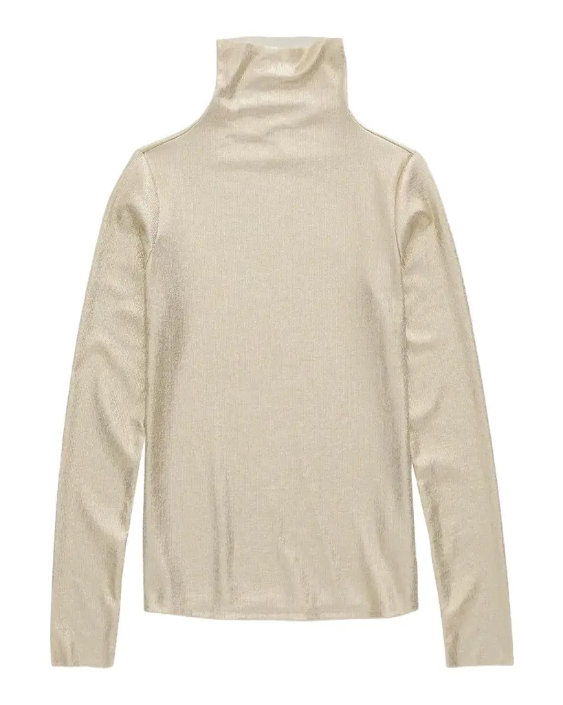 AG Jeans Chels Metallic Rib-Knit Turtleneck