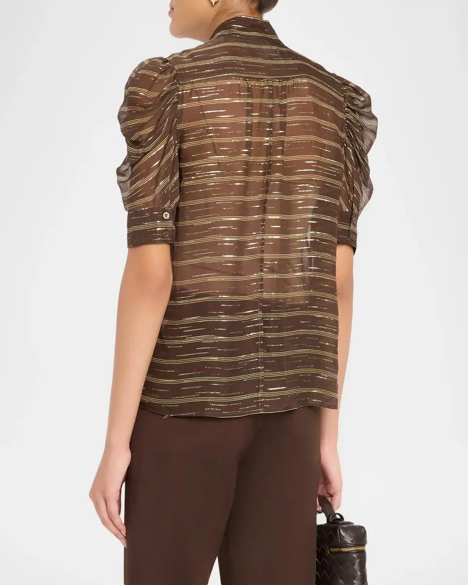 Frame The Gillian Striped Silk-Blend Top | Thumbnail 3