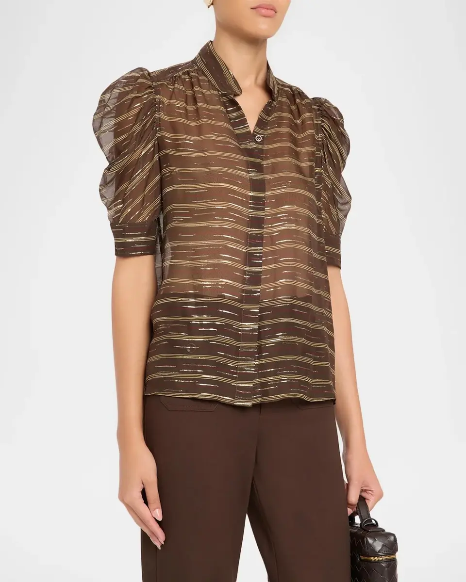 Frame The Gillian Striped Silk-Blend Top | Thumbnail 4