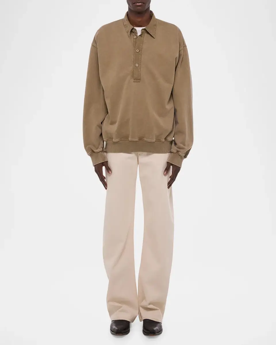Helmut Lang Men's Terry Long-Sleeve Polo Shirt | Thumbnail 2 Helmut Lang Men's Terry Long-Sleeve Polo Shirt | Thumbnail 2