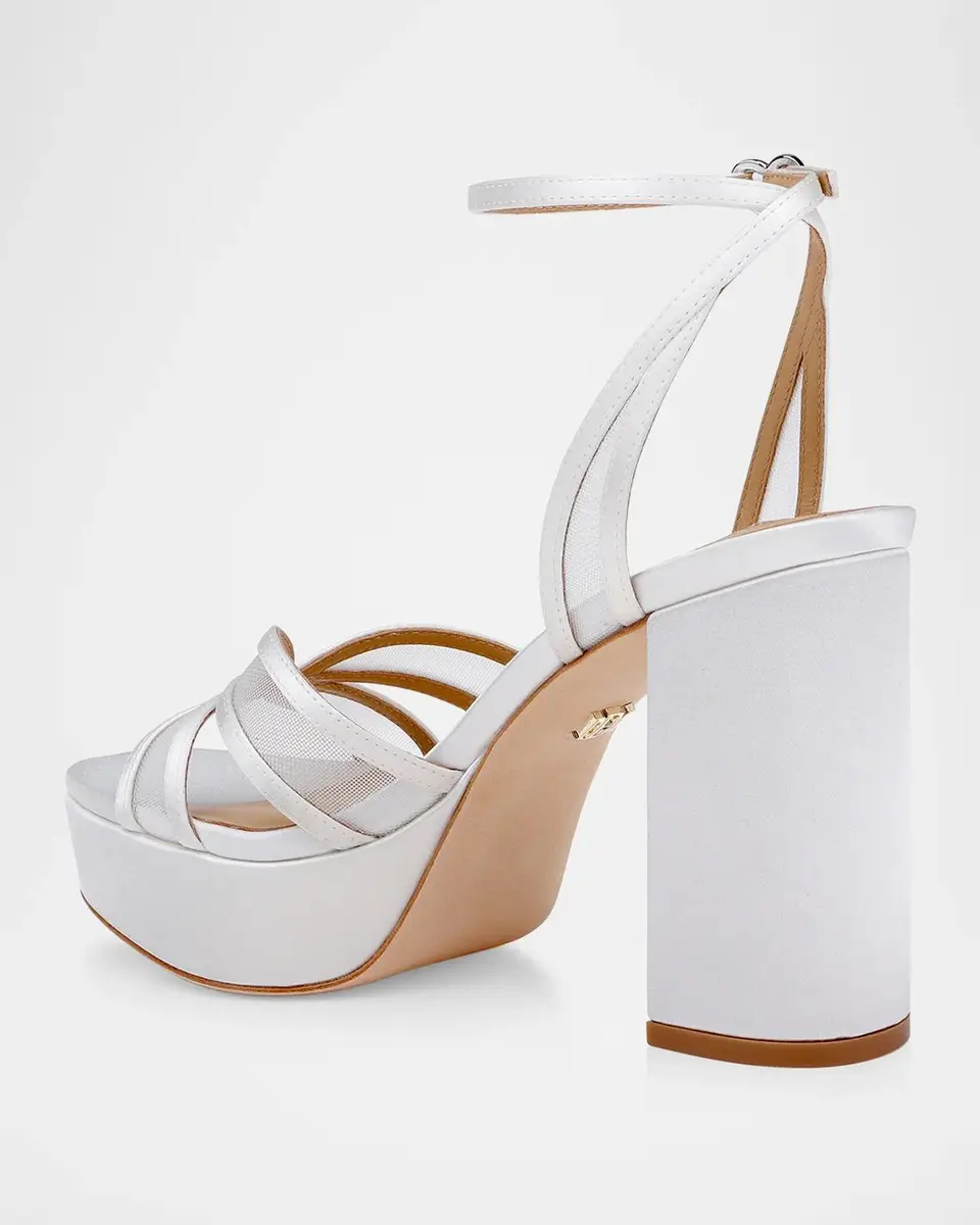 BADGLEY MISCHKA Yohana 100MM Satin & Mesh Sandals | Thumbnail 3 BADGLEY MISCHKA Yohana 100MM Satin & Mesh Sandals | Thumbnail 3