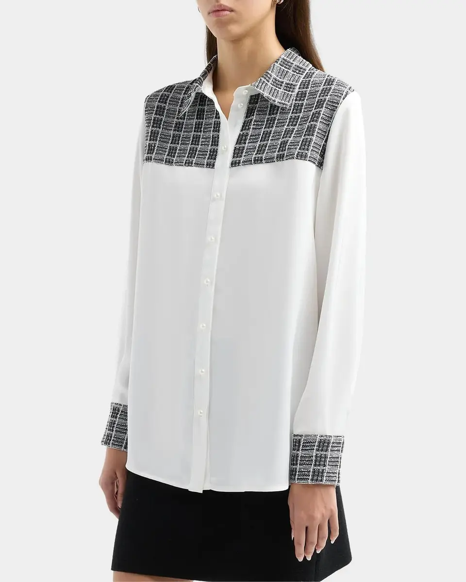 Misook Check-Trimmed Blouse | Thumbnail 4 Misook Check-Trimmed Blouse | Thumbnail 4