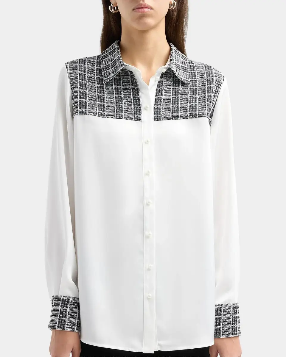 Misook Check-Trimmed Blouse | Thumbnail 5 Misook Check-Trimmed Blouse | Thumbnail 5