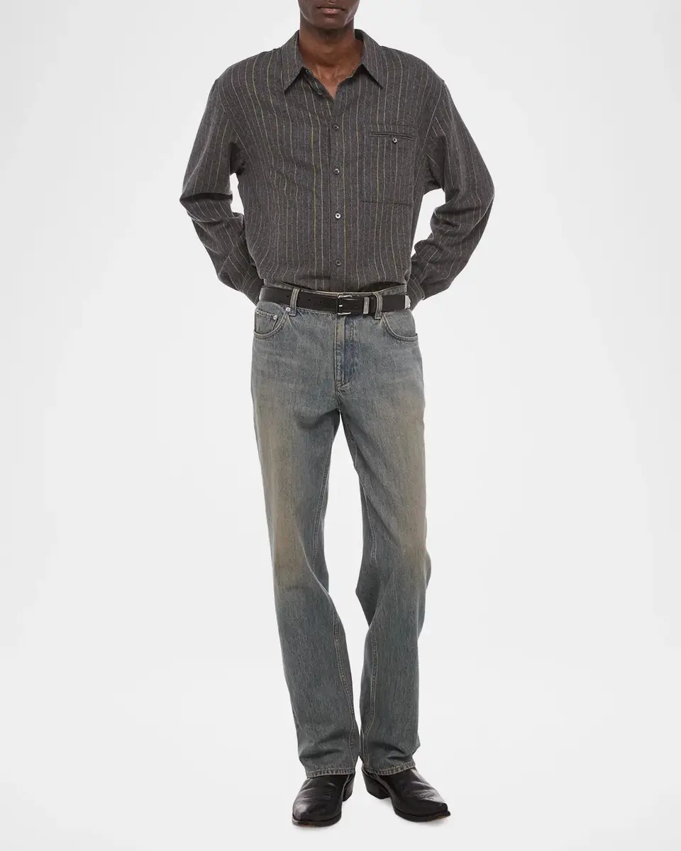 Helmut Lang Men's Pinstriped Relaxed-Fit Shirt | Thumbnail 2