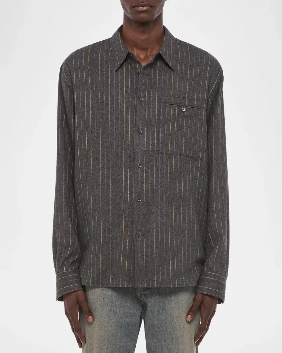 Helmut Lang Men's Pinstriped Relaxed-Fit Shirt | Thumbnail 4
